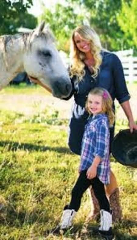 Vanessa Lucido with her daughter and horse
